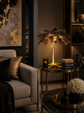 Desk Table Lamp with Ostrich Feather Shade Gold