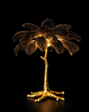 Desk Table Lamp with Ostrich Feather Shade Gold