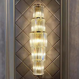 6 Layers Crystal Modern Gold Metal Wall Light for Drawing Room - Warm White