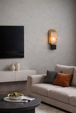 LED Stone Black Gold Marble Wall Light Living Dining Bedside Light - Warm White