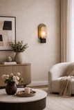 LED Stone Black Gold Marble Wall Light Living Dining Bedside Light - Warm White
