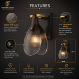 Ash Glass Modern Wall Light for Living Room Dining Room Light