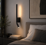 400MM LED Electroplated Matt Black Long Metal Wall Light with Spot Bedside Light - Warm White (Copy)