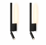400MM LED Electroplated Matt Black Long Metal Wall Light with Spot Bedside Light - Warm White (Copy)