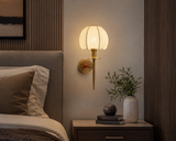 Wall Lamp Electroplated Brushed Brass Fabric Shade