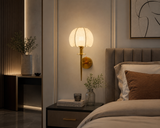 Wall Lamp Electroplated Brushed Brass Fabric Shade
