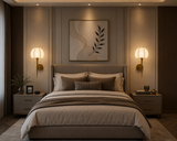 Wall Lamp Electroplated Brushed Brass Fabric Shade
