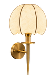 Wall Lamp Electroplated Brushed Brass Fabric Shade
