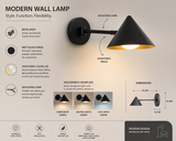 Black Bedside Wall Light with Adjustable Arm Spot