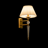 Vintage Wall Lamp Electroplated Brushed Brass Fabric Shade
