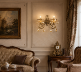 2 Light Vintage Brass Gold Italian Wall Light for Living Room Drawing Room