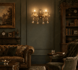 2 Light Vintage Brass Gold Italian Wall Light for Living Room Drawing Room