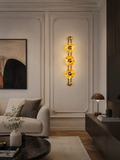 1000MM LED Modern Amber Glass Electroplated Gold Wall Art Light