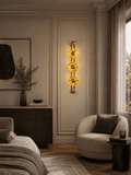 1000MM LED Modern Amber Glass Electroplated Gold Wall Art Light
