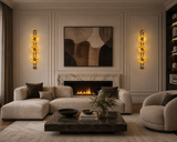 1000MM LED Modern Amber Glass Electroplated Gold Wall Art Light