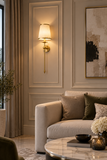 750MM Wall Lamp Electroplated Brushed Brass Fabric Shade