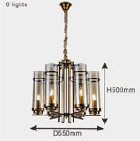 6 Light Electroplated Metal Gold Amber Glass Bulb Chandelier Ceiling Light - Warm White