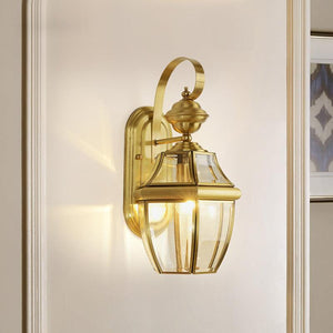 Outdoor Wall Light Fixture Gold Exterior Wall Waterproof Lights Wall Mount with Glass Shade - Warm White - Ashish Electrical India