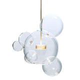 LED Round Gold Transparent 6 Clear Glass Pendant Lamp Ceiling Light - Warm White