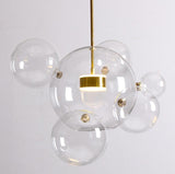 LED Round Gold Transparent 6 Clear Glass Pendant Lamp Ceiling Light - Warm White - Ashish Electrical India