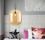 1 Light LED Big Glass Amber Gold Pendant Lamp Ceiling Light - Warm White
