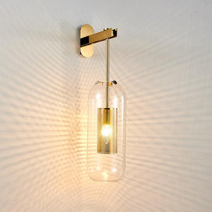 Gold Long Glass Wall Light Copper Metal - Gold Warm White