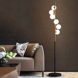 6 Frosted Glass Black Gold Floor lamp Living Room Light for Home Lighting Standing lamp - Warm White