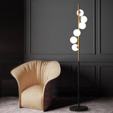 6 Frosted Glass Black Gold Floor lamp Living Room Light for Home Lighting Standing lamp - Warm White