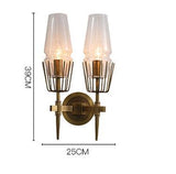 2 Light Gold Metal Glass Wall Light Copper Metal - Gold Warm White - Ashish Electrical India