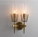 2 Light Gold Metal  Glass Wall Light Copper Metal - Gold Warm White