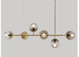 6 Light Gold Smpkey Glass Chandelier Ceiling Light - Warm White