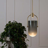 LED Gold Tinted Glass Pendant Lamp Ceiling Light - Warm White