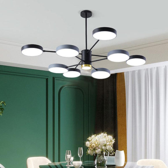 8 Light Black Grey Body LED Chandelier for Drawing Living Room Light - Warm White - Ashish Electrical India