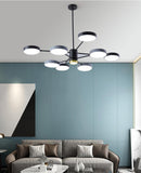 8 Light Black Grey Body LED Chandelier for Drawing Living Room Light - Warm White