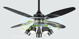52 INCH WIND  Spot LAMP CEILING FAN REMOTE CONTROLLED - BLACK WOOD