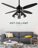 52 INCH WIND  Spot LAMP CEILING FAN REMOTE CONTROLLED - BLACK WOOD