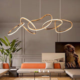 5 Ring Metal Copper Gold Body Modern LED Chandelier Pendant Light Hanging Lamp - Warm White - Ashish Electrical India