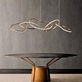 5 Ring Metal Copper Gold Body Modern LED Chandelier Pendant Light Hanging Lamp - Warm White