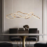 5 Ring Metal Brass Gold Body Modern LED Chandelier Pendant Light Hanging Lamp - Warm White