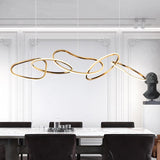 5 Ring Metal Brass Gold Body Modern LED Chandelier Pendant Light Hanging Lamp - Warm White - Ashish Electrical India