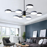 8 Light Black Grey Body LED Chandelier for Drawing Living Room Light - Warm White - Ashish Electrical India