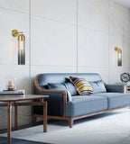Smokey Long Glass Wall Light Brass Gold Metal Bedroom Living Room Wall Light - Warm White - Ashish Electrical India