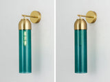 Teal Green Long Glass Wall Light Brass Gold Metal Bedroom Living Room Wall Light - Warm White - Ashish Electrical India