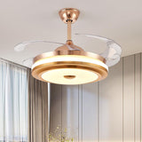 Invisible Gold Ceiling Fan Chandelier with Remote Control 4 Retractable ABS Blades - Warm White - Ashish Electrical India