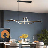 Black Body Modern Twisted LED Chandelier Pendant Light Hanging Lamp - Warm White