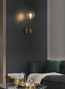 Gold Smoky Glass Gold Black Wall Light Metal - Warm White