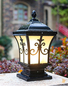 Pillar Light Antique Gate Lamp E27 Lantern Lamp Post E27 (Color : Black)