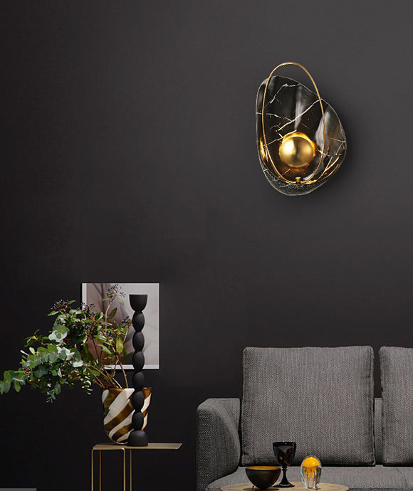 Led Black Gold Modern Metal Wall Light for Drawing Room - Warm White