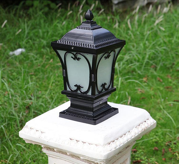 Led Pillar Light Antique Gate Lamp E27 Lantern Post E27 (Color : Black)