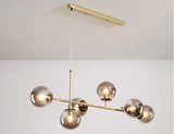 6 Light Gold Smpkey Glass Chandelier Ceiling Light - Warm White